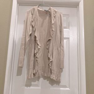 White House Black Market oatmeal colored long cardigan sweater